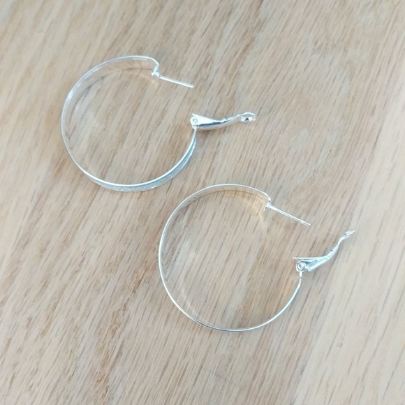 Silver Glitter Hoop Earrings - Picture 3 of 4